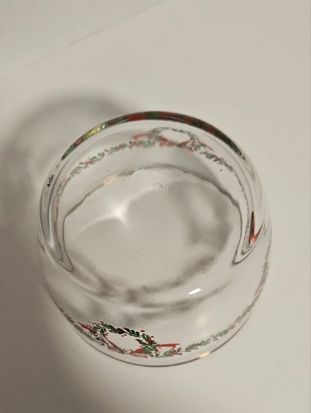 Clear Glass Holiday Bowl with Wreath Motif